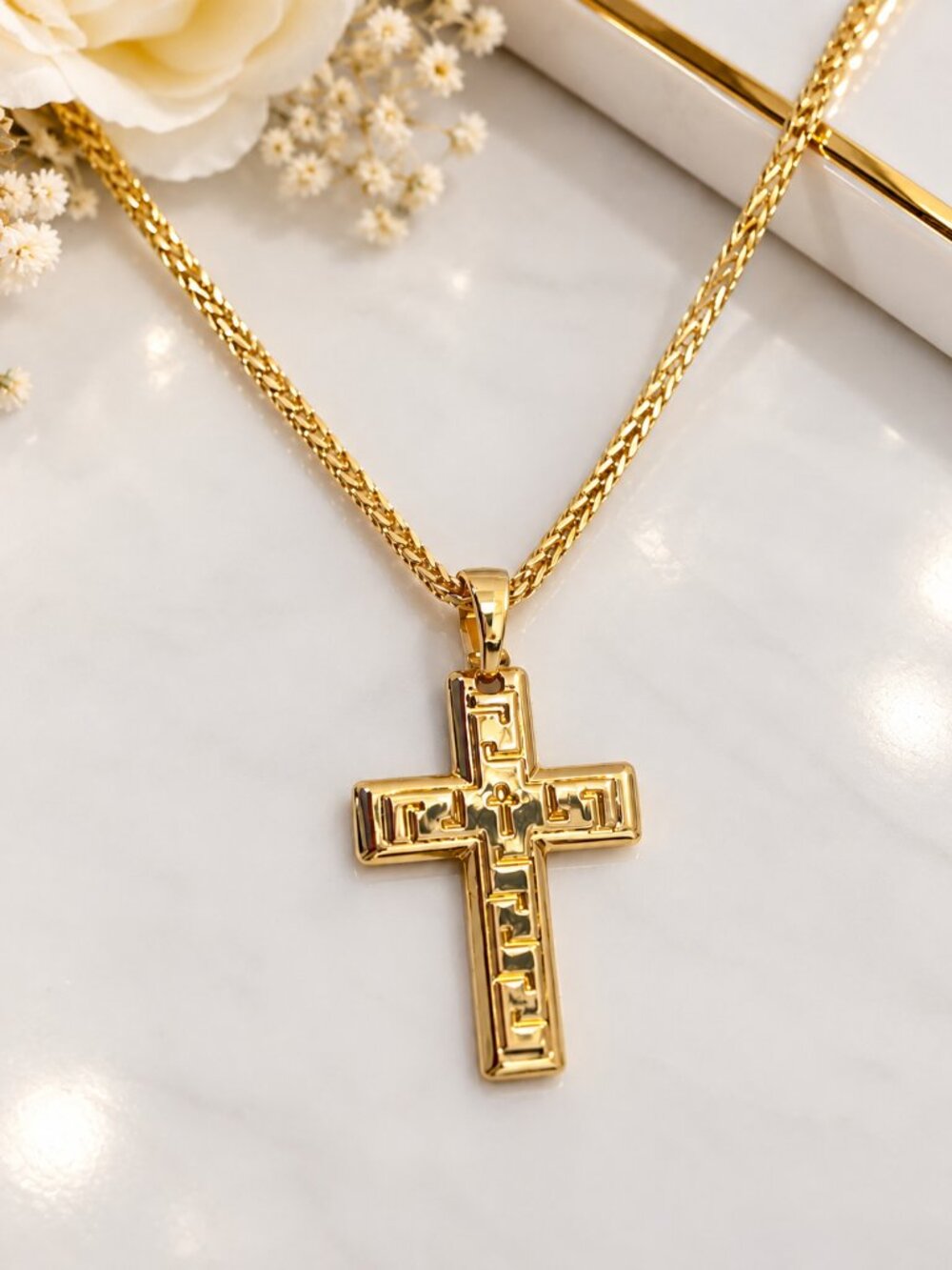 XUPING Chain with Cross in 14K Laminated Gold